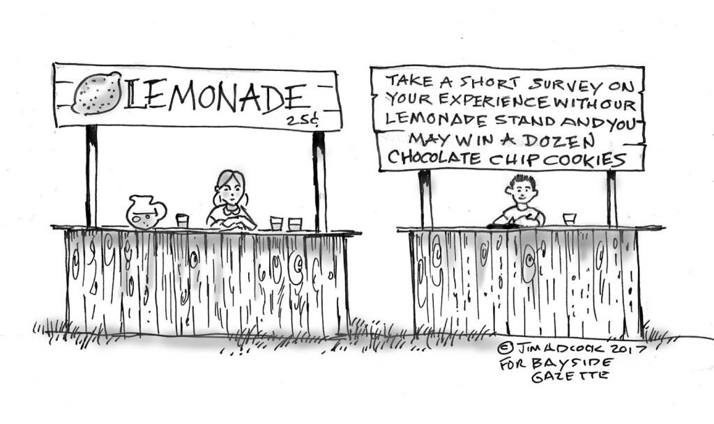 black and white comic of lemonade stand